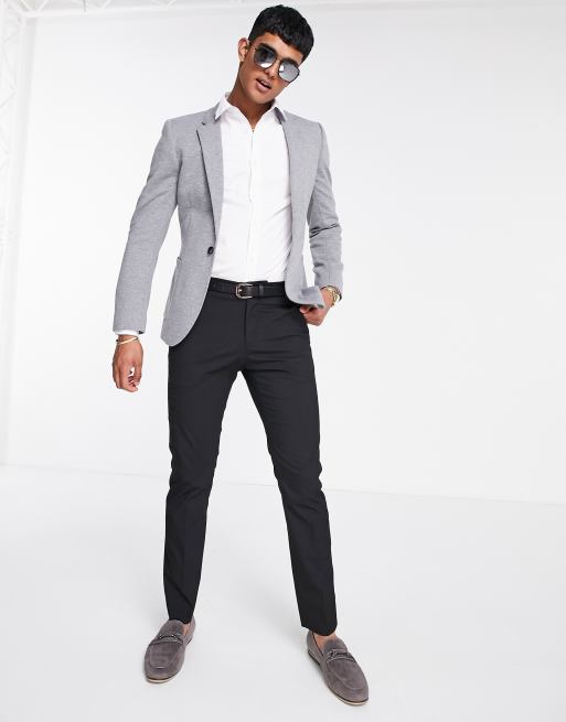 ASOS DESIGN - Blazer super skinny in jersey grigio, 4 di 4