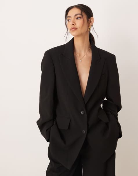 ASOS DESIGN - Blazer taglio lungo nero in coordinato - view 1