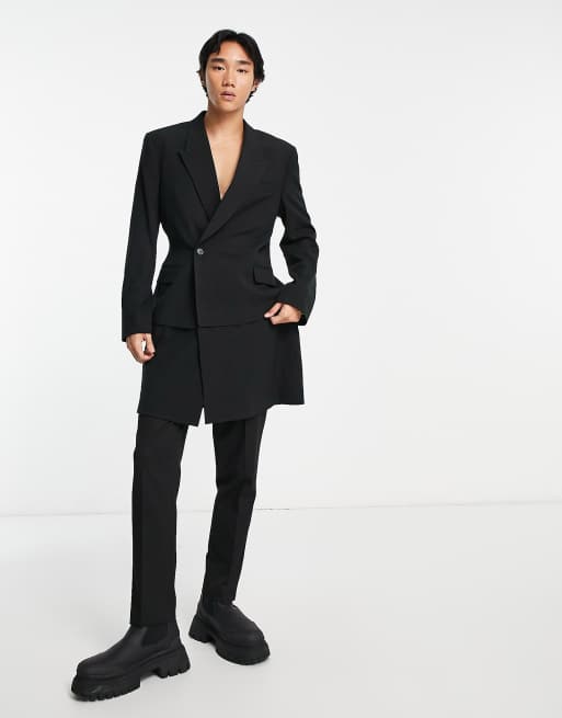 ASOS DESIGN - Blazer taglio lungo nero 