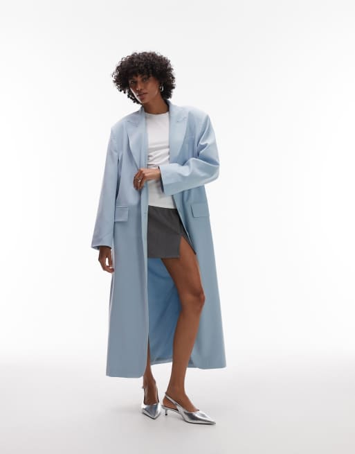 ASOS DESIGN - Blazer taglio lungo stile spolverino blu