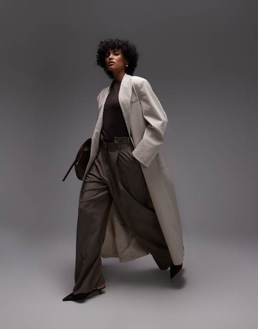 ASOS DESIGN - Blazer taglio lungo stile spolverino color pietra