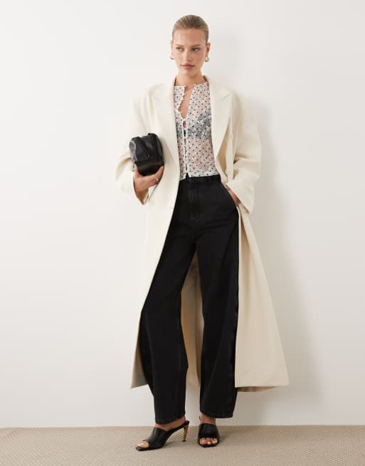 ASOS DESIGN - Blazer taglio maschile oversize écru