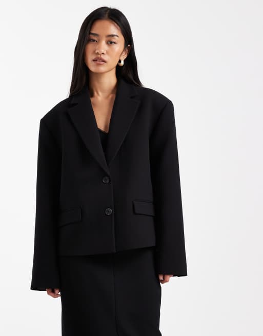 ASOS DESIGN - Blazer taglio maschile super oversize nero in coordinato