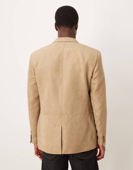 ASOS DESIGN - Blazer vestibilità classica in camoscio sintetico color cammello, 3 di 5