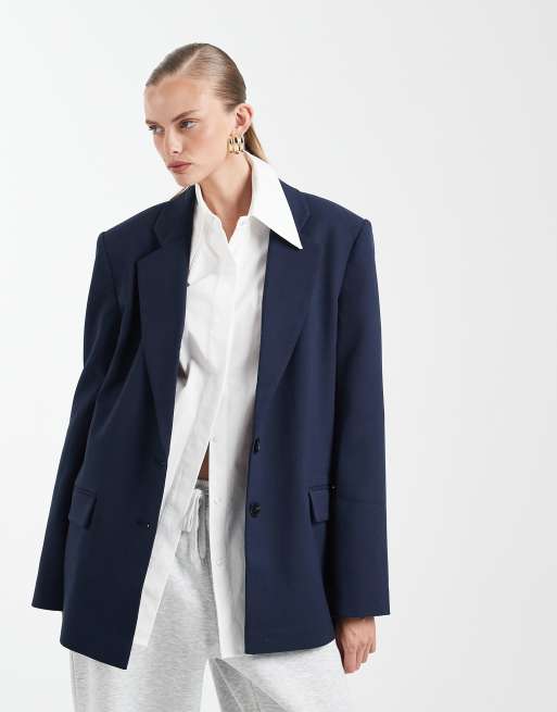 ASOS DESIGN - Blazer vintage sartoriale blu navy