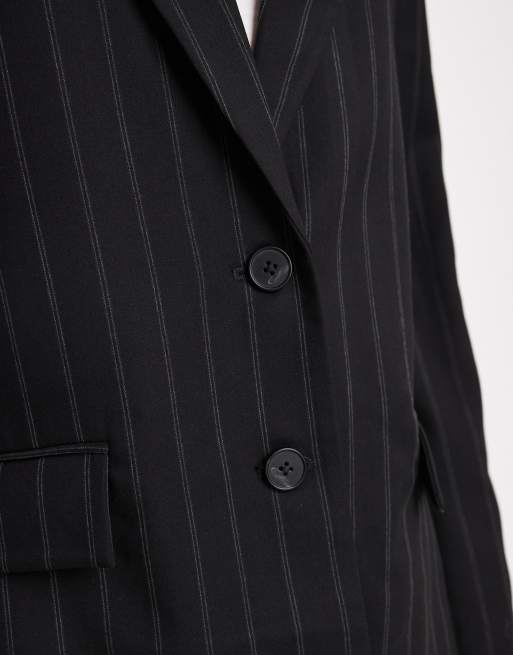 ASOS DESIGN - Blazer vintage sartoriale nero gessato, 3 di 4