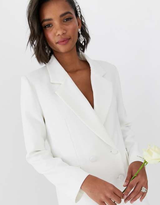 ASOS DESIGN blazer wedding dress WHITE