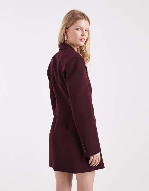 ASOS DESIGN – Blazerkleid in Pflaume mit Wickeldesign vorne und seitlichem Bindedetail, 3 von 4