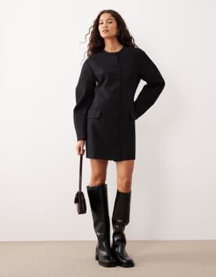 ASOS DESIGN - Blazerkleid in Schwarz mit Kokon-Ärmeln