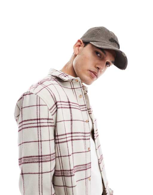ASOS DESIGN - Blød baseball-kasket med slidt kant og broderi i vasket brun, 4 af 4