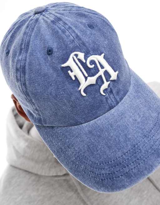 ASOS DESIGN - Blød baseballcap i forvasket blå med grafisk LA-print, 4 af 4