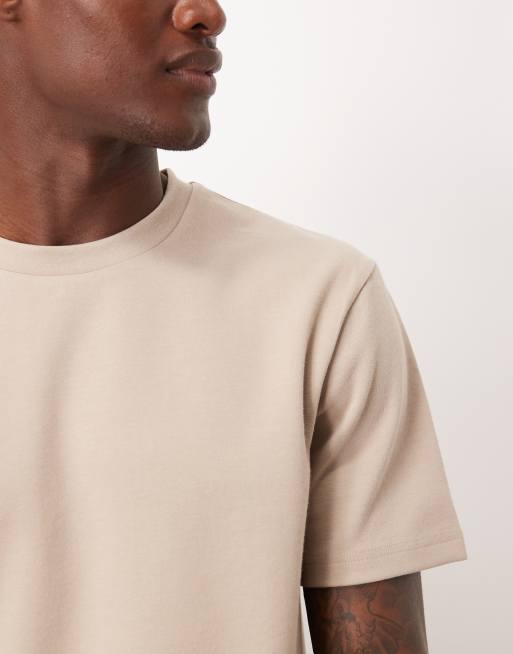 ASOS DESIGN - Blød beige T-shirt med rund hals i kraftigt stof, 3 af 5