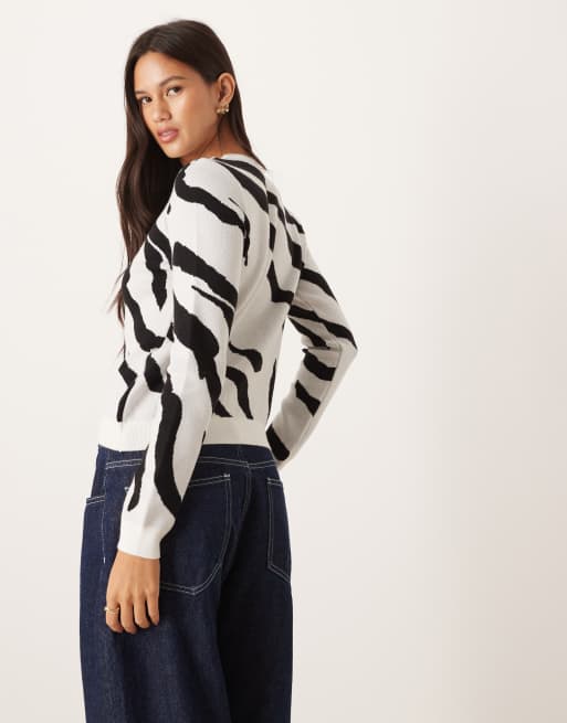 ASOS DESIGN - Blød og strikket cardigan med zebraprint, 4 af 4