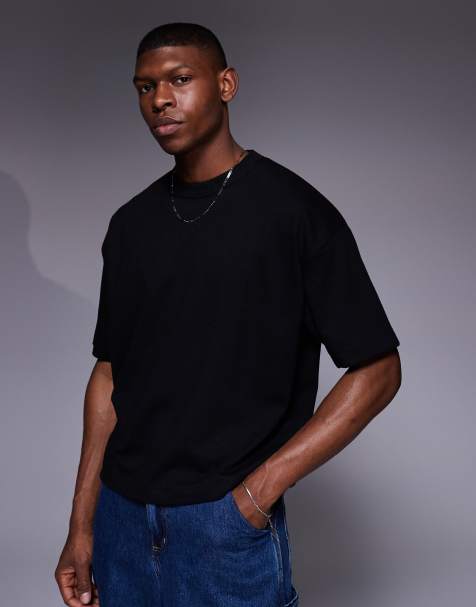 ASOS DESIGN - Blød, oversized og sort T-shirt med firkantet pasform - view 1