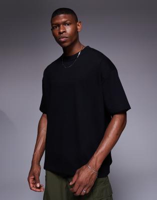 ASOS DESIGN - Blød, oversized og sort T-shirt med firkantet pasform