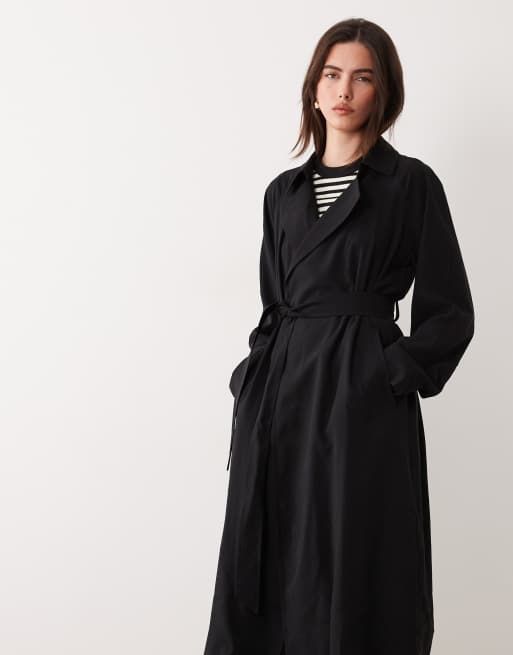 ASOS DESIGN - Blød sort longline-trenchcoat, 2 af 4