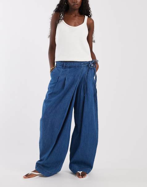 ASOS DESIGN - Bløde denimbukser med brede ben og slå-om-talje - view 1