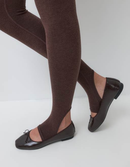 ASOS DESIGN bløde sømløse leggings med fodstrop i chokolade, 5 af 5