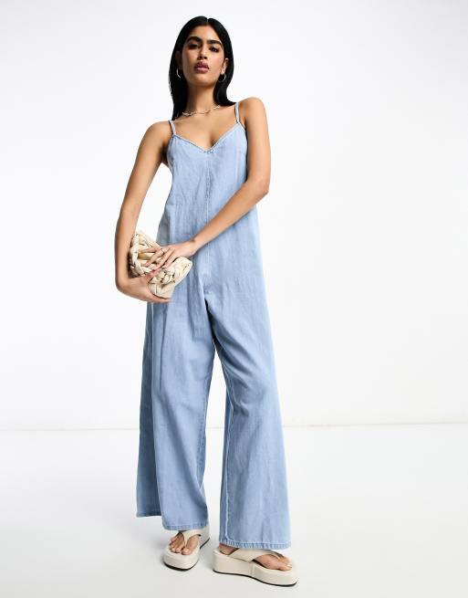 ASOS DESIGN - Blødt jumpsuit i lyseblå denim, 4 af 4