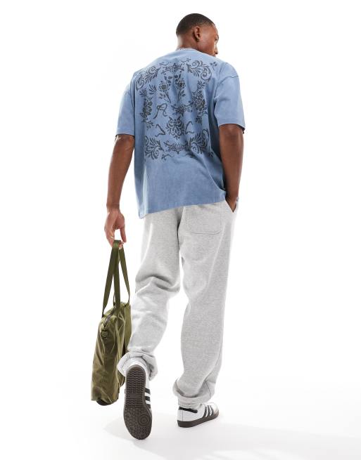 ASOS DESIGN – Blekblå, kraftig t-shirt i oversize med tryck baktill , 4 av 4