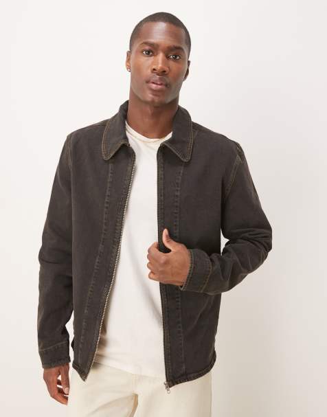 ASOS DESIGN – Blekbrun harrington-jacka i oversize - view 1