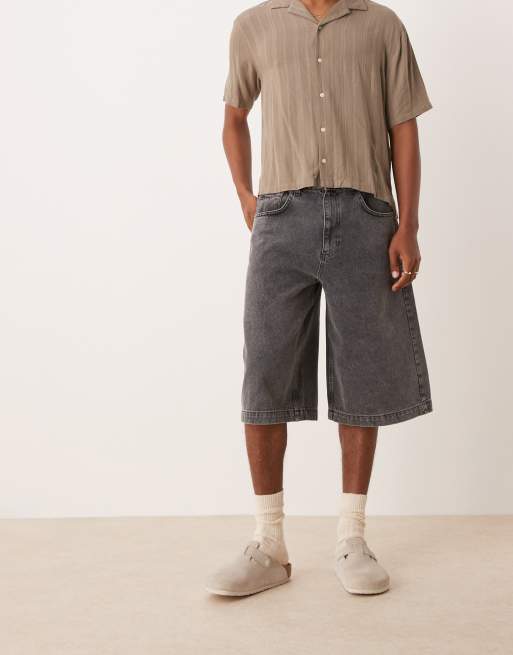 ASOS DESIGN – Blekbruna, extra långa jeansshorts, 4 av 5