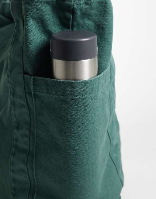 ASOS DESIGN – Blekgrön toteväska med flera fickor i canvas, 3 av 4