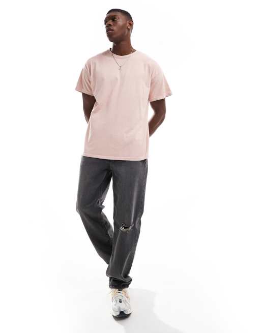 ASOS DESIGN – Blekrosa t-shirt i oversize med stjärnhimmelstryck baktill, 3 av 4