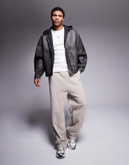 ASOS DESIGN – Bleksvart jacka i oversize och läderimitation med huva, 2 av 4