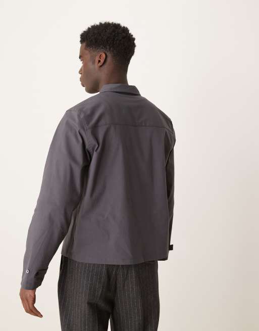 ASOS DESIGN – Bleksvart och avslappnad skjorta med dragkedja och boxig passform, 2 av 4