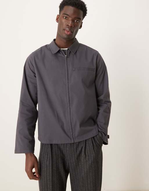 ASOS DESIGN – Bleksvart och avslappnad skjorta med dragkedja och boxig passform, 3 av 4