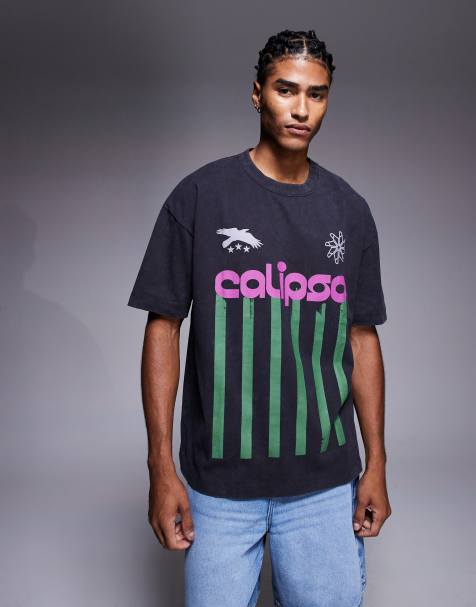 ASOS DESIGN – Bleksvart och avslappnad t-shirt med texttryck - view 1