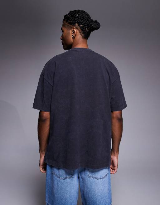 ASOS DESIGN – Bleksvart och avslappnad t-shirt med texttryck , 2 av 5