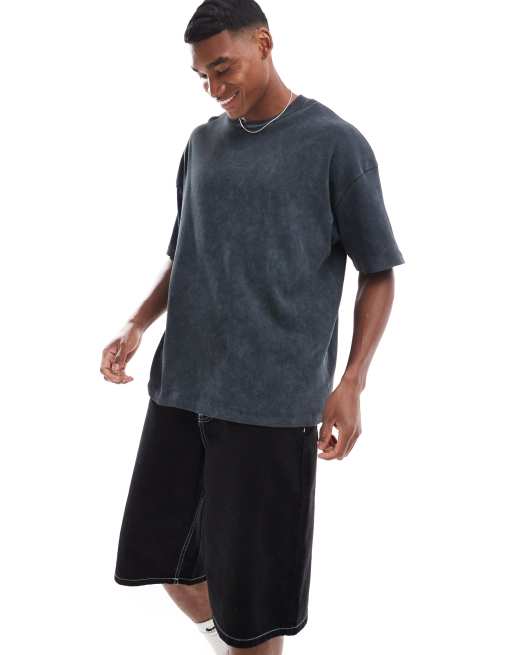 ASOS DESIGN – Bleksvart t-shirt i oversize med grungigt tryck baktill, 4 av 4