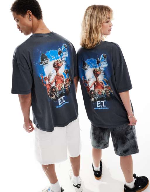 ASOS DESIGN – Bleksvart t-shirt i oversize och unisex-modell med licensierade E.T.-tryck, 3 av 4