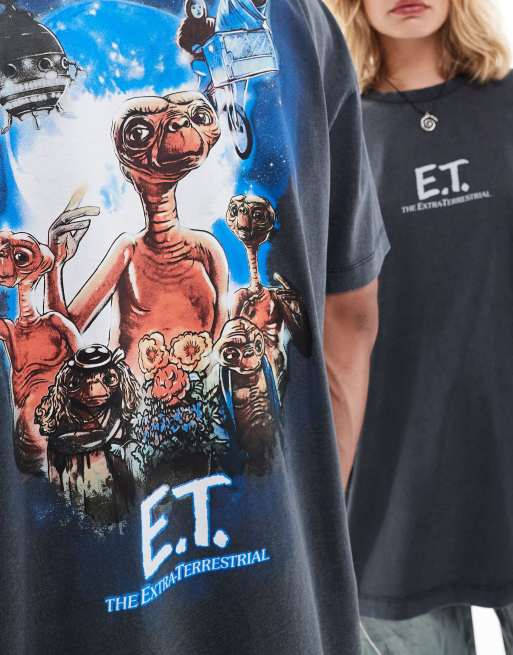 ASOS DESIGN – Bleksvart t-shirt i oversize och unisex-modell med licensierade E.T.-tryck, 4 av 4