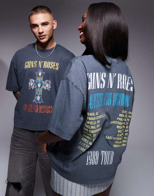 ASOS DESIGN – Bleksvart t-shirt i unisex-modell med boxig oversize-passform och licenserat 