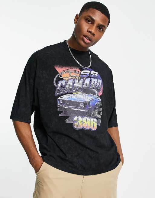 ASOS DESIGN – Bleksvart t-shirt med 
