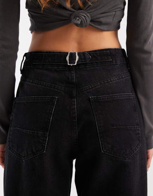 ASOS DESIGN – Bleksvarta, ankellånga jeans med barrelben och indragen midja , 5 av 5