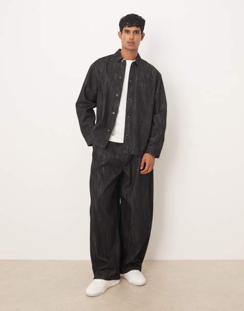 ASOS DESIGN – Bleksvarta, baggy jeans i oversize, del av set - view 1