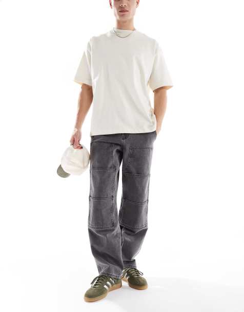 ASOS DESIGN – Bleksvarta, baggy jeans i snickarstil - view 1