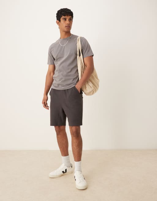 ASOS DESIGN – Bleksvarta våfflade shorts i oversize