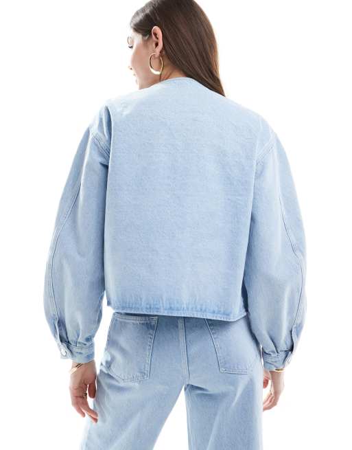 ASOS DESIGN – Blekt jeansjacka utan krage, 4 av 4