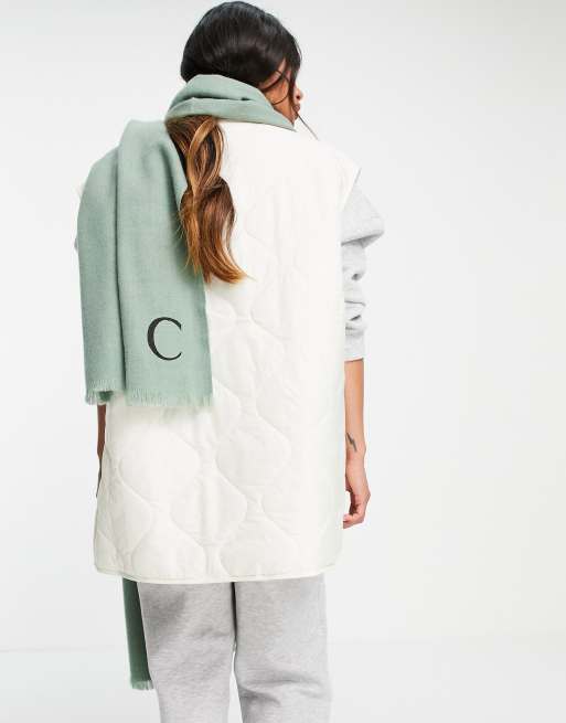 ASOS DESIGN blend personalized scarf with C initial in sage - MGREEN
