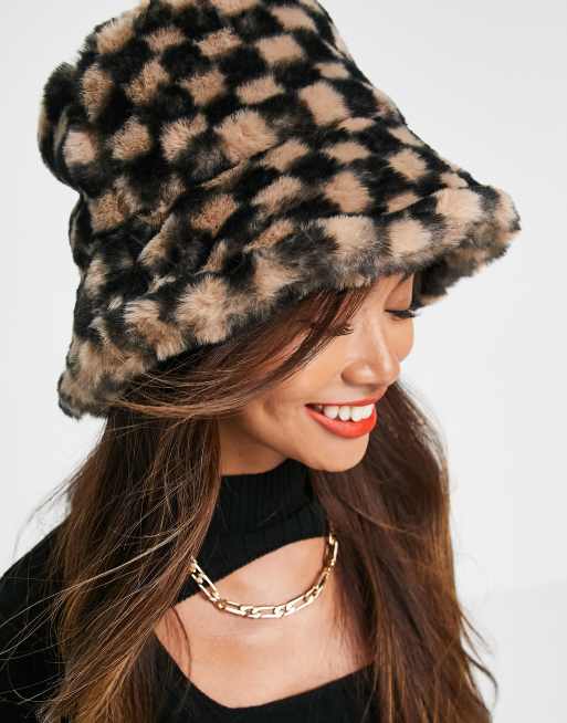 ASOS DESIGN - Bøllehat med rullet kant i skakternet print, 3 af 4