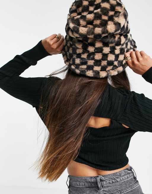 ASOS DESIGN - Bøllehat med rullet kant i skakternet print, 4 af 4