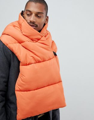 ASOS DESIGN – Blockfärgad fodrad scarf i svart och orange-Flerfärgad