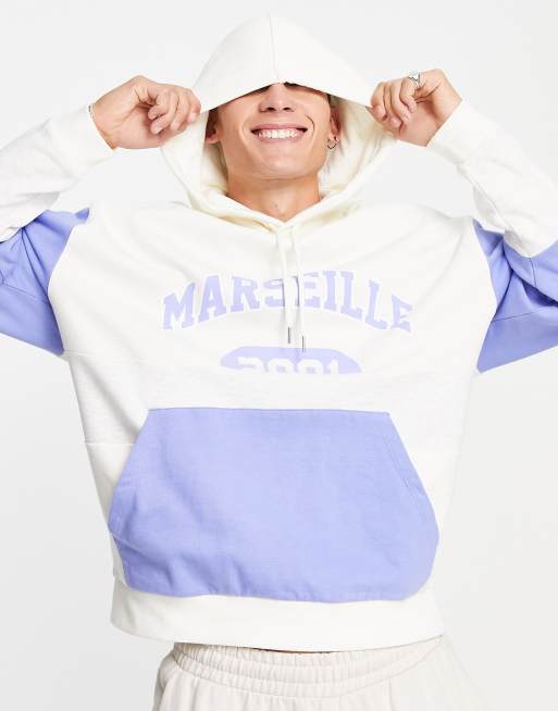 ASOS DESIGN – Blockfärgad tvådelad huvtröja i oversize med collegetryck, 2 av 4