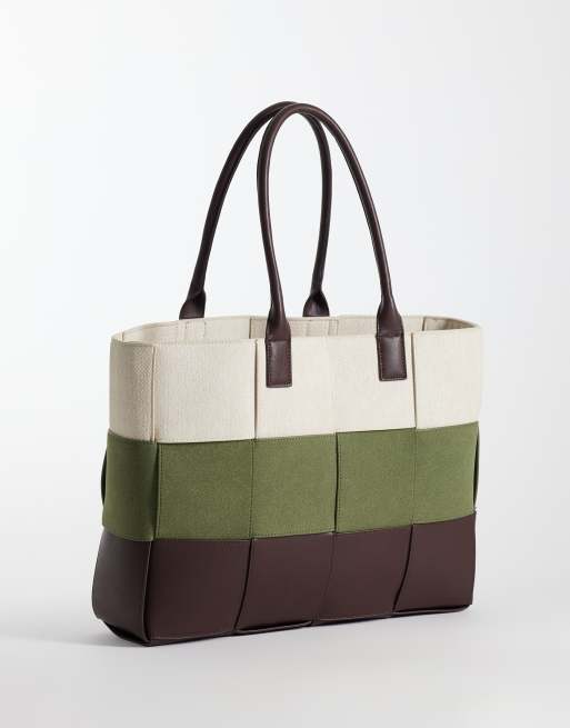 ASOS DESIGN blockfärgad vävd toteväska, 4 av 4