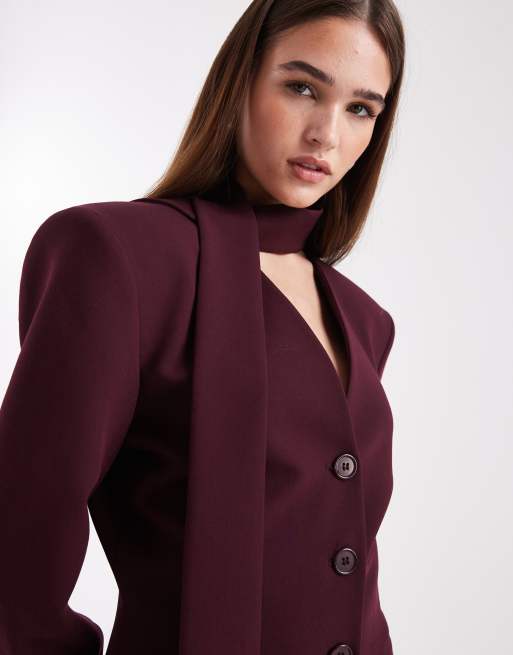 ASOS DESIGN - Blommefarvet blazer-minikjole med tørklædedetalje i halsen, 2 af 4